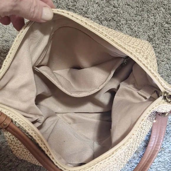 The Sak Woven Bohemian Hobo Bag-Faux Leather-Wooden Beaded-Tan/Brown-Medium - Picture 4 of 8